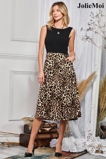 Jolie Moi Animal Two Tone Contrast Print Midi Dress (N39064) | £65