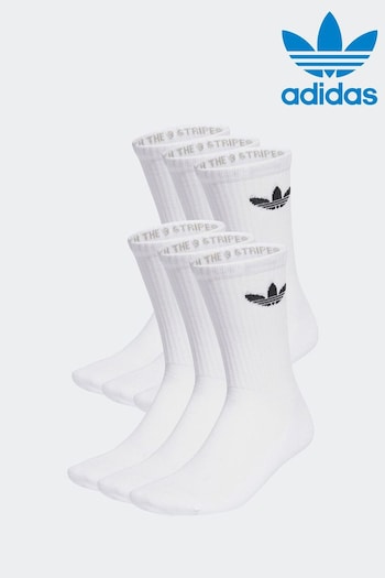 adidas Originals Trefoil Crew White Socks 6 Pairs (N39104) | £20