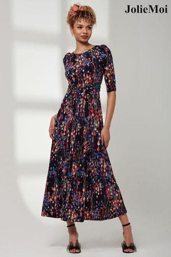 Jolie Moi Blue 3/4 Sleeve Print Jersey Maxi Dress (N39120) | £85