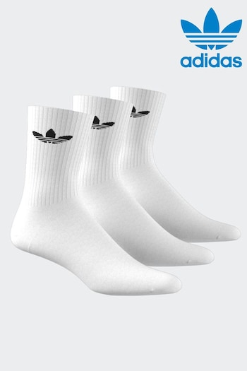 adidas Originals Trefoil Cushion Crew White Socks 3 Pairs (N39135) | £13
