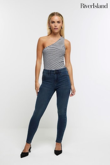River Island Blue Petite Denim Mid Rise Skinny Jeans (N39256) | £48