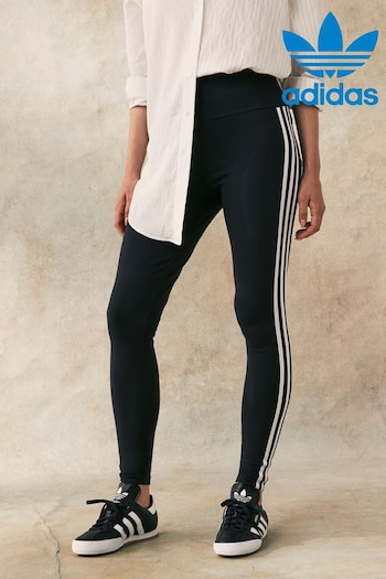 adidas windbreaker Originals 3-Stripe Black Leggings (N39263) | £28