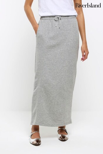 River Island Grey Sweat Midi Skirt (N39273) | £30