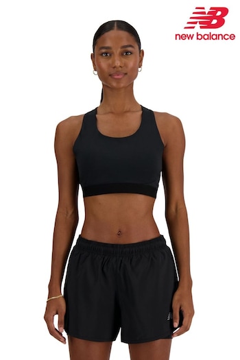New Balance Black Athletics Medium Support Sleek Sports Bra (N39365) | £45