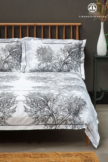 Timorous Beasties Grey Thistle Carbon Pillow Cases (N39482) | £35