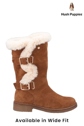 Hush Puppies Megan Wide Brown Boots (N39614) | £125