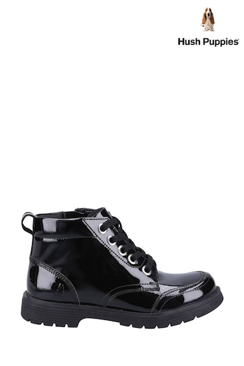 Hush Puppies Jolie Patent JNR Chelsea Black Boots Verona (N39631) | £57