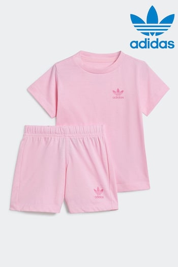 adidas Giacca Originals Pink Shorts And T-Shirt Set (N39672) | £25