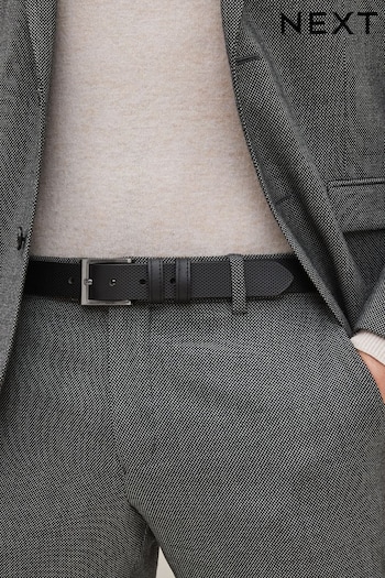 Black Textured Leather Belt (N39712) | £15