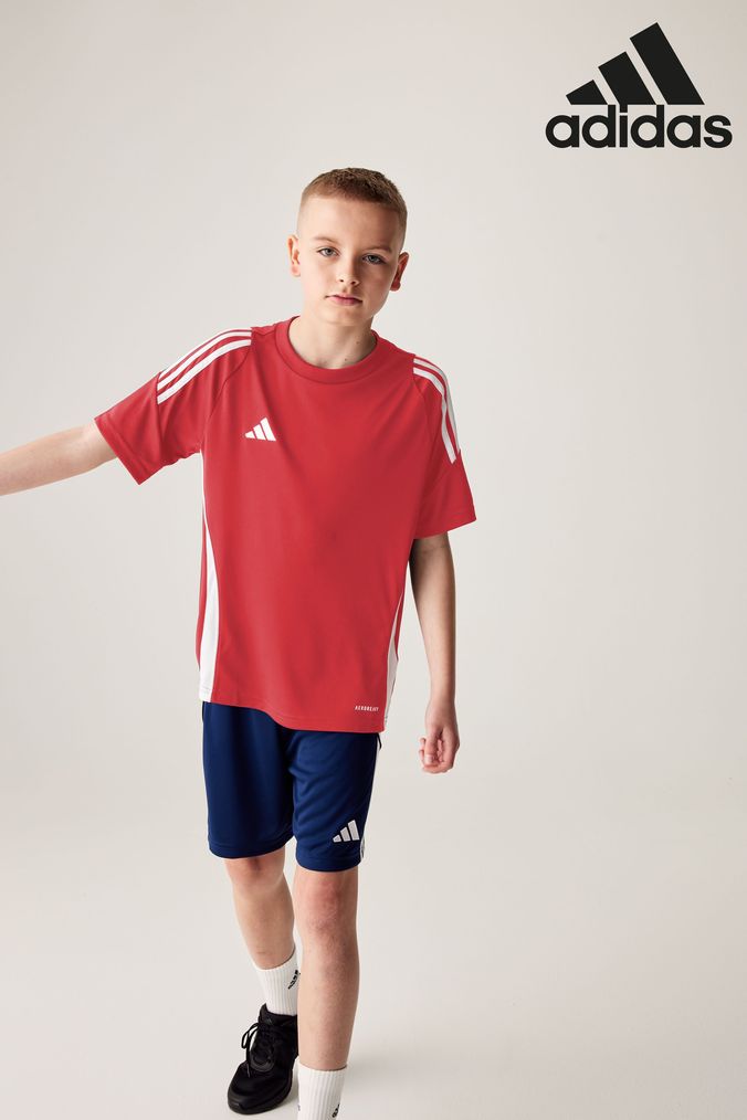 Boys red adidas shirt discount