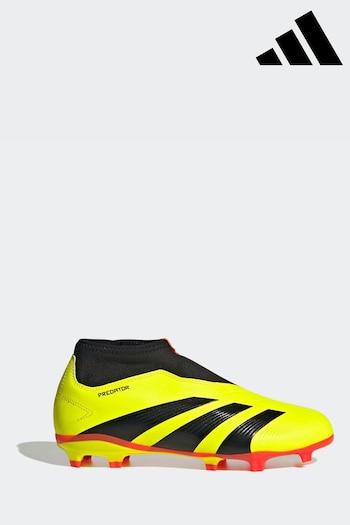 adidas Yellow Football Predator 24 League Laceless Firm Ground Kids NDKP8 Boots (N39886) | £55