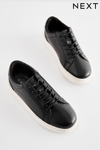 Black Leather Smart Lace-Up Trainers (N39895) | £26 - £33