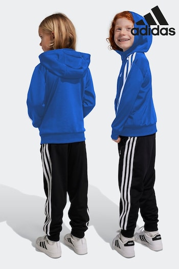 adidas Blue/Black Accessories Sportswear Essentials 3-Stripes Shiny Tracksuit (N39923) | £35