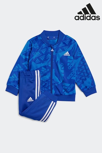 adidas Blue Sportswear Essentials Allover Kids Printed Tracksuit (N39927) | £33