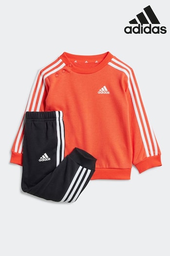 adidas makerlab Red/Black Kids Sportswear Essentials 3-Stripes Jogger Set (N39930) | £28