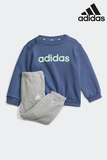 adidas fit Grey/Blue Sportswear Essentials Lineage Jogger Set (N39939) | £25