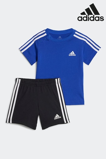 adidas Blue/Black Sportswear Essentials T-Shirt and Shorts Set (N39942) | £23