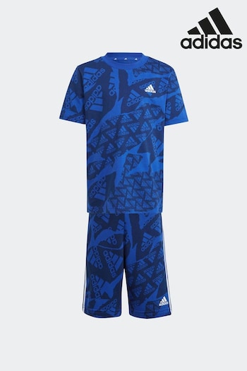 adidas Blue Goalwear Essentials Allover Print T-Shirt (N39947) | £13