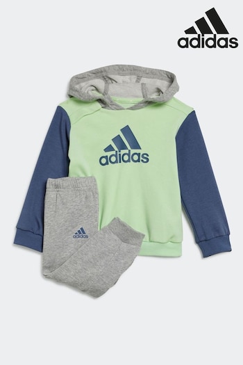 adidas adicup Green/Grey Sportswear Essentials Colorblock Kids Jogger Set (N39948) | £33