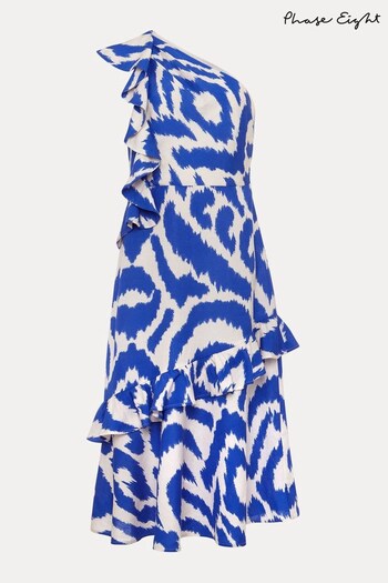 Phase Eight Blue Joy One Shoulder Midi Dress (N40031) | £149