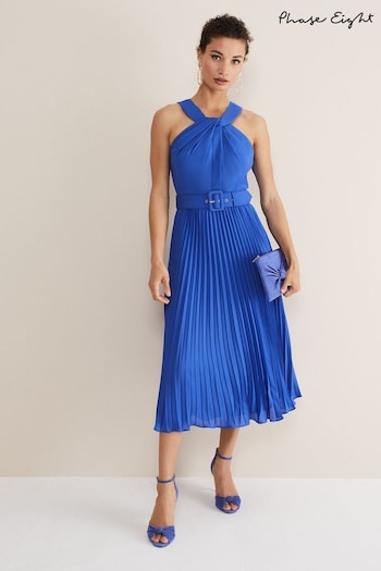 Phase Eight Blue Yas Twist Neck Dress (N40035) | £139