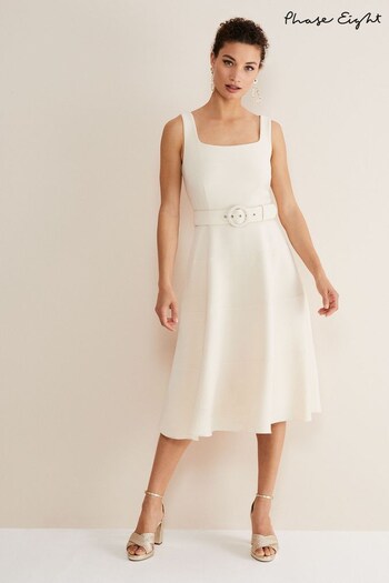 Phase Eight Cream Ethel Fit And Flare Dress (N40039) | £149