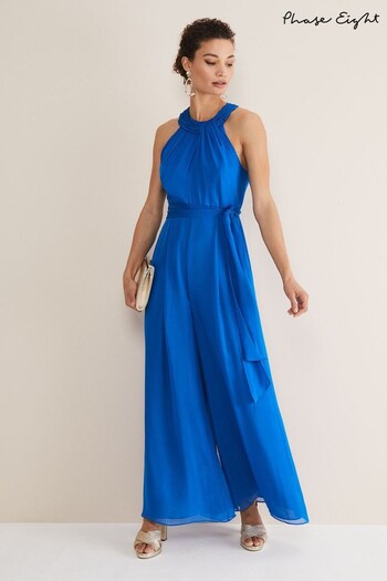 Phase Eight Blue Susanna Silk Jumpsuit (N40046) | £249