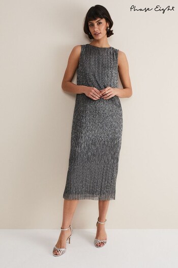 Phase Eight Natural  Alix Embellished Sleeveless Midi Dress (N40051) | £99