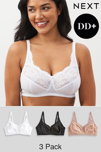 Black/White/Nude Total Support Non Pad Non Wire Full Cup Lace Bras 3 Pack (N40064) | £46