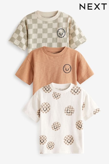 Ecru Neutral Short Sleeve Character T-Shirts Couture 3 Pack (3mths-7yrs) (N40084) | £13 - £17