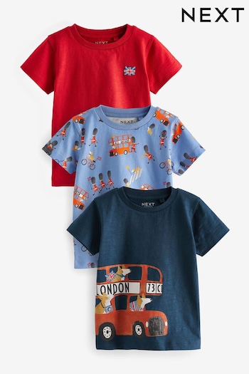 Red/Blue London Short Sleeve Character T-Shirts 3 Pack (3mths-7yrs) (N40087) | £13.50 - £17.50