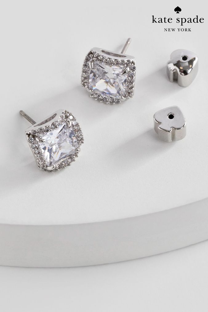 Kate Spade New York Silver Sparkle Princess Cut Large Studs (N40142) | £50