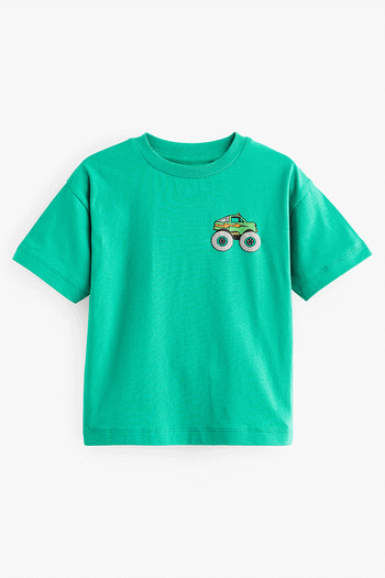 Green Back Print Short Sleeve T-Shirt (3mths-7yrs) (N40174) | £6 - £8