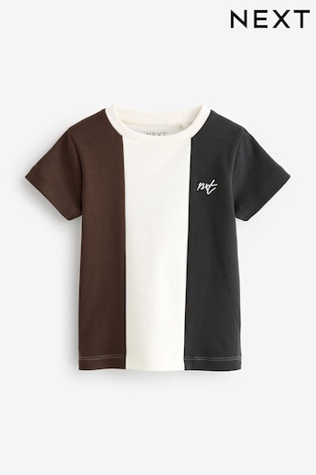 Grey/Brown Short Sleeve Colourblock T-Shirt (3mths-7yrs) (N40181) | £4.50 - £6.50