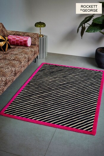 Rockett St George Frayne Black/Nude Sand Stripe Rug (N40244) | £170 - £420