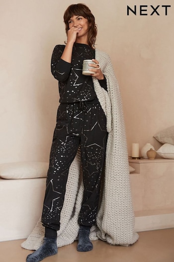 Charcoal Star Foil Supersoft Cosy Pyjamas (N40279) | £28