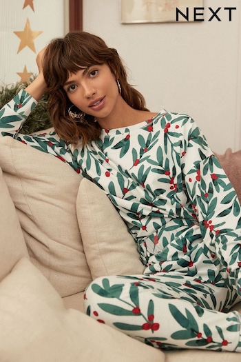 Green Mistletoe Long Sleeve Pyjamas (N40281) | £28
