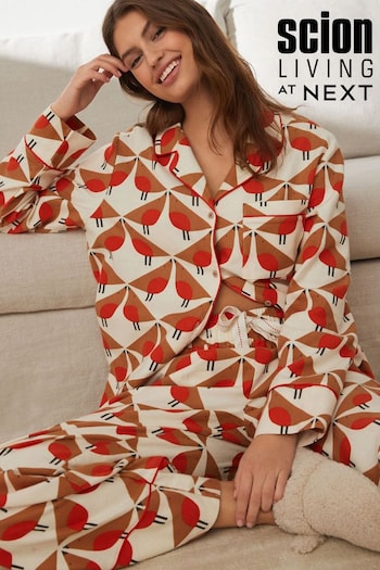 Cream Robin Flannel Button Through Pyjamas (N40298) | £40