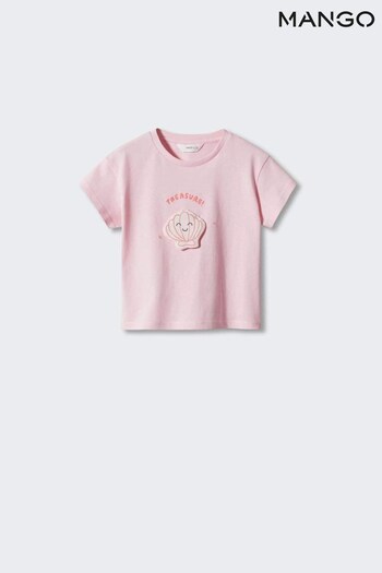 Mango Pink Cotton Printed T-Shirt (N40321) | £12