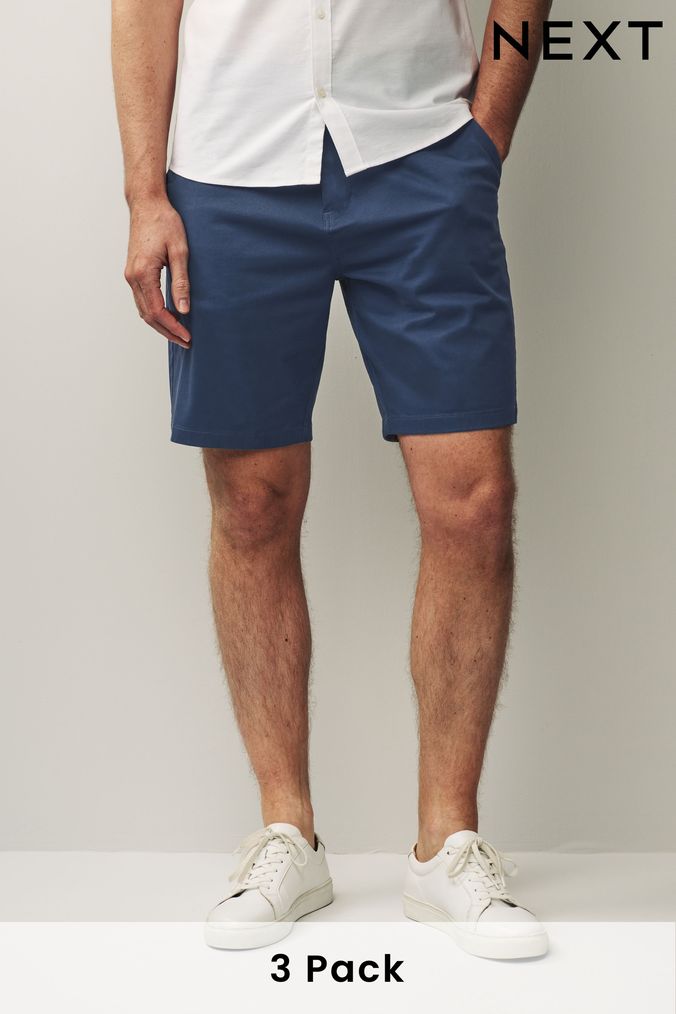 Blue /Pink / Stone 3 Pack Stretch Chino Shorts (N40355) | £54