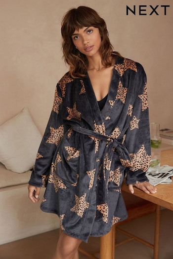 Charcoal Grey Star Supersoft Dressing Gown (N40378) | £25