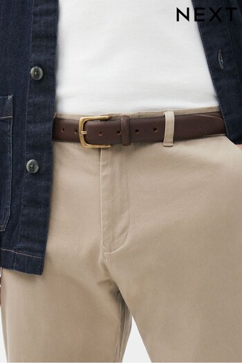 Brown Textured Leather Belt (N40421) | £18