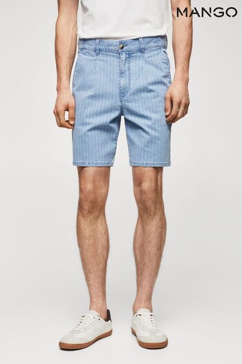 Mango Blue Striped Denim Shorts (N40458) | £36