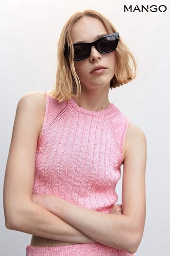 Mango Pink Ribbed Knit Top (N40471) | £36
