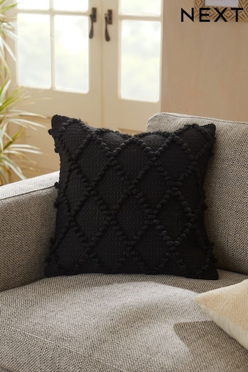 Black Chevron Bobble 43 x 43cm Cushion (N40504) | £20