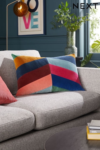 Multi Bright 40 x 59cm Vertical Velvet Stripe Cushion (N40505) | £24