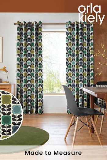 Orla Kiely Blue and Green Spot Flower Stem Made to Measure Curtains (N40515) | £91