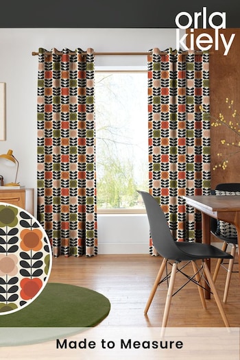 Orla Kiely Tomato and Pink Spot Flower Stem Made to Measure Curtains (N40522) | £91