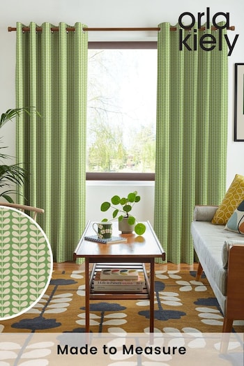 Orla Kiely Green Tiny Stem Made to Measure Curtains (N40529) | £91
