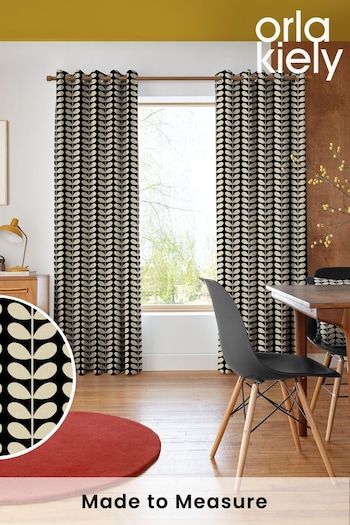 Orla Kiely Black Solid Stem Made to Measure Curtains (N40548) | £91